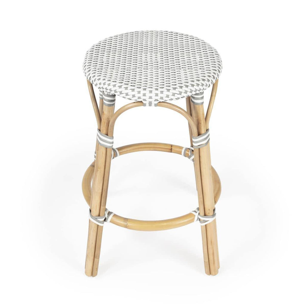 Grey & White Rattan Counter Stool M1050