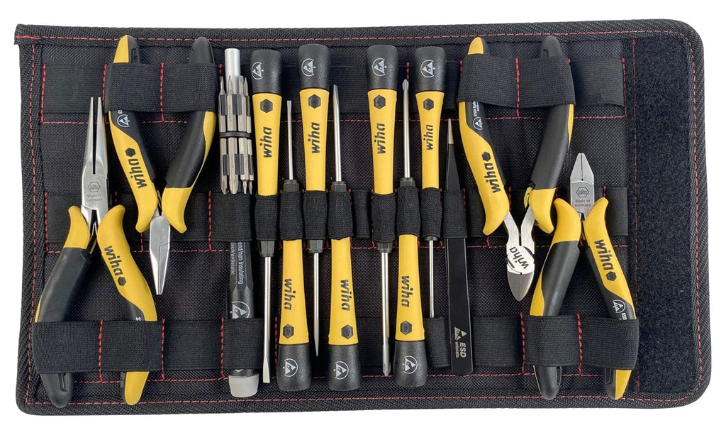 26 Piece ESD Safe Precision Screwdrivers Pliers and Bits Set with Velcro Pouch M716
