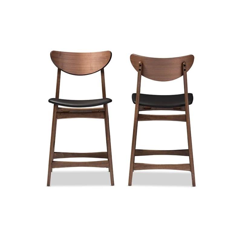 Faux Leather Counter Stool, Set of 2, Black E4035