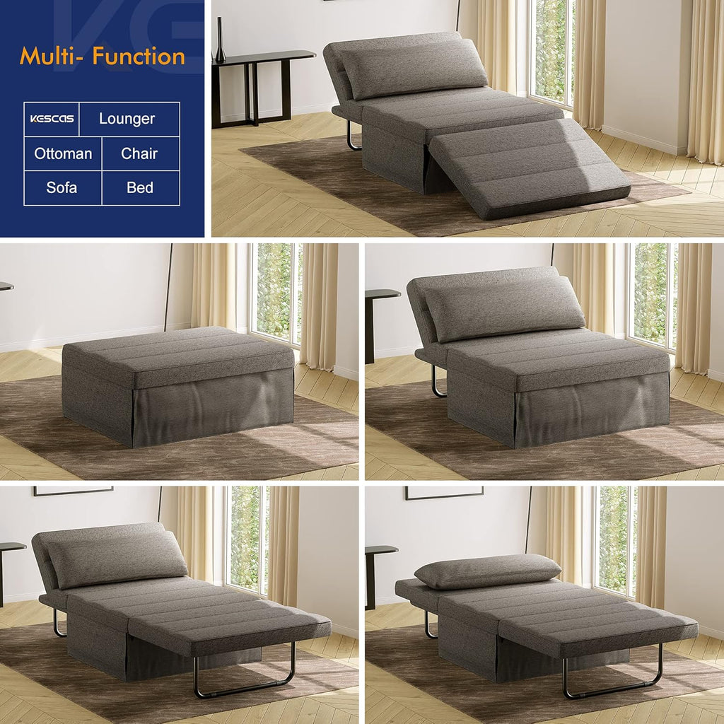Light Gray Linen Convertible Sofa Bed J14279