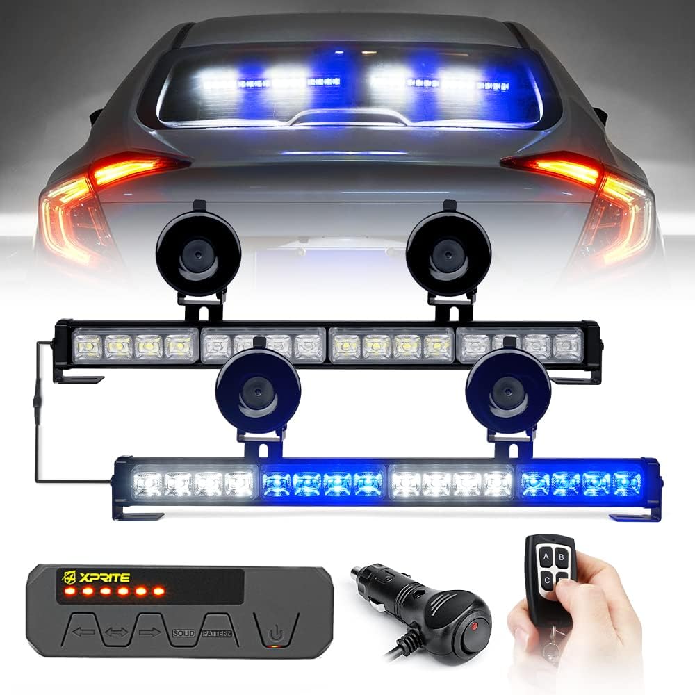Amber LED Emergency Strobe Light Bar with Wireless Remote, Pack of 2 K125