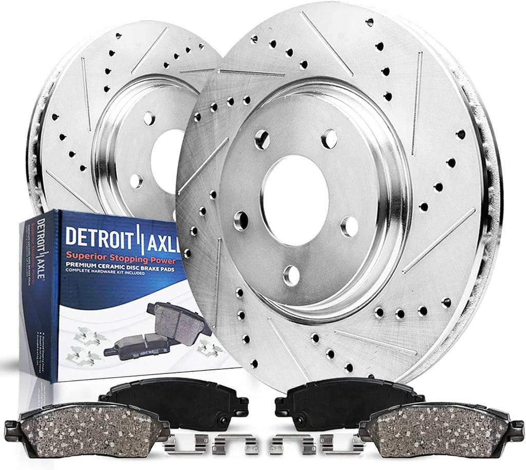 Front Drilled and Slotted Disc Rotors with Ceramic Brake Pads 4pc Set B91871