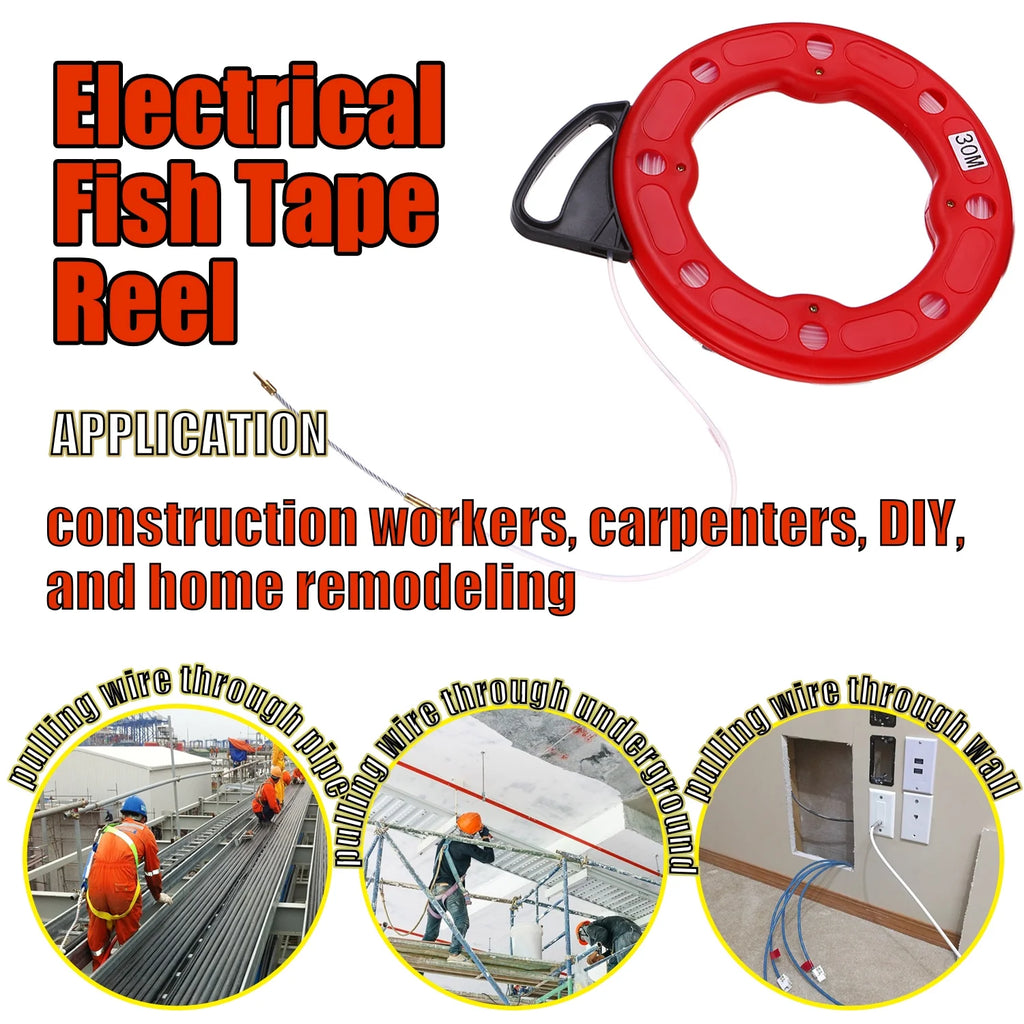 Fiberglass Fish Tape Reel Puller with Impact Case X625178