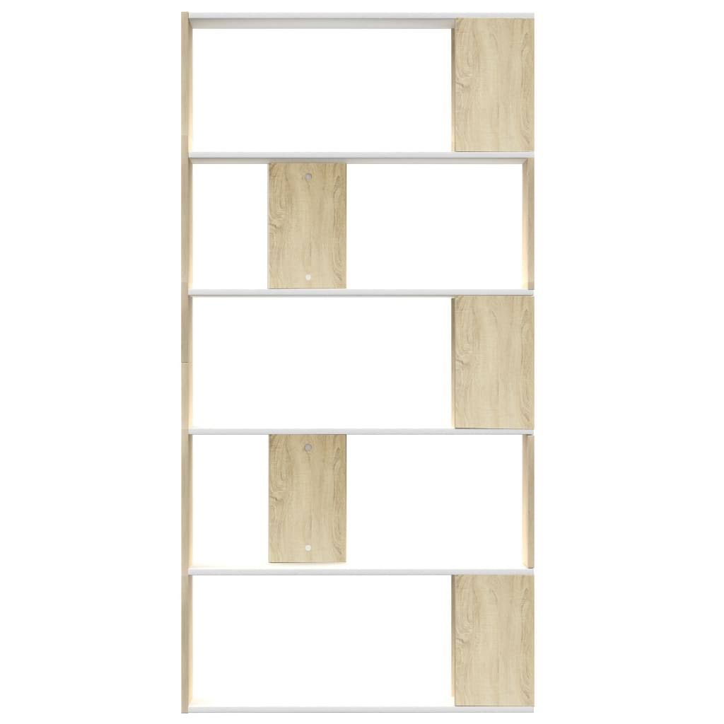 White and Sonoma Oak Book Cabinet Room Divider Chipboard F760686