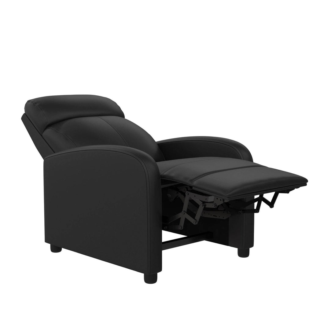 Black Faux Leather Pushback Recliner C402