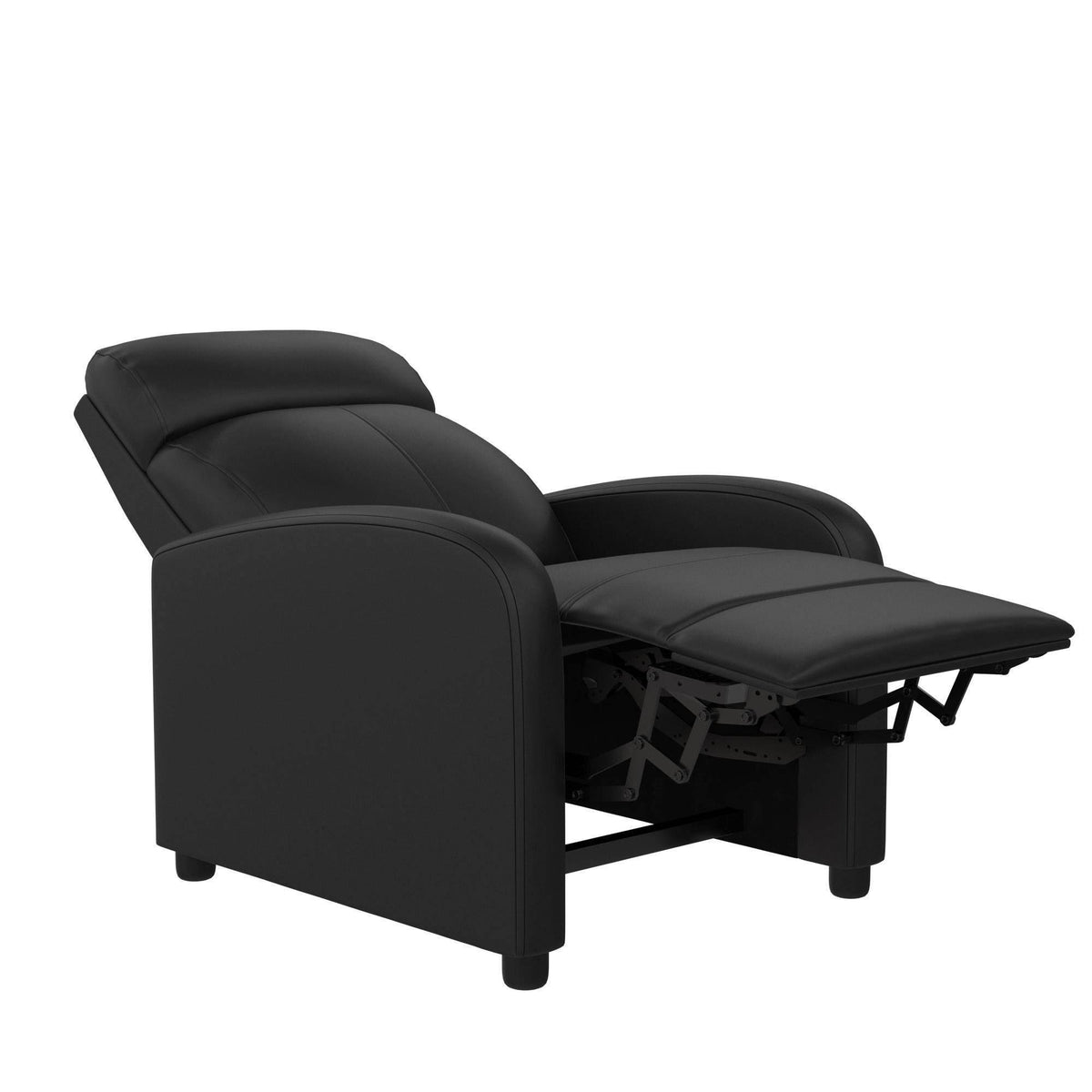 Black Faux Leather Pushback Recliner C402