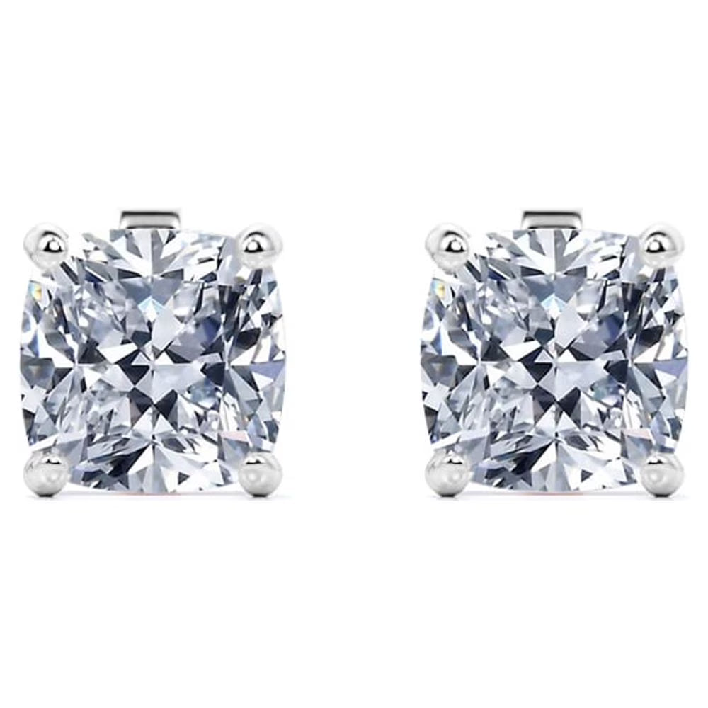 3 Carat Cushion Cut Moissanite Solitaire Stud Earrings C531
