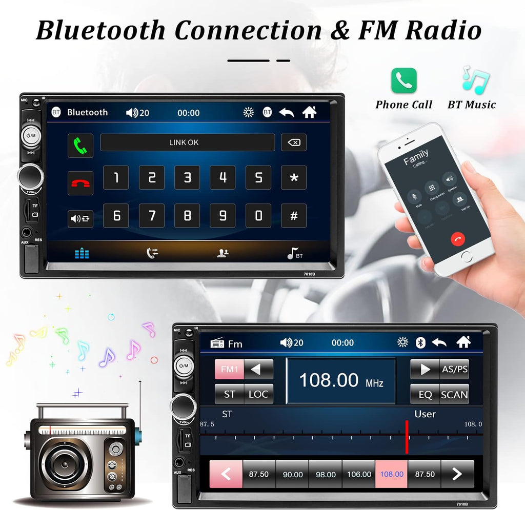 7 Inch Double Din Car Stereo with Bluetooth Touch Screen Car Radio MP5 Player U504419
