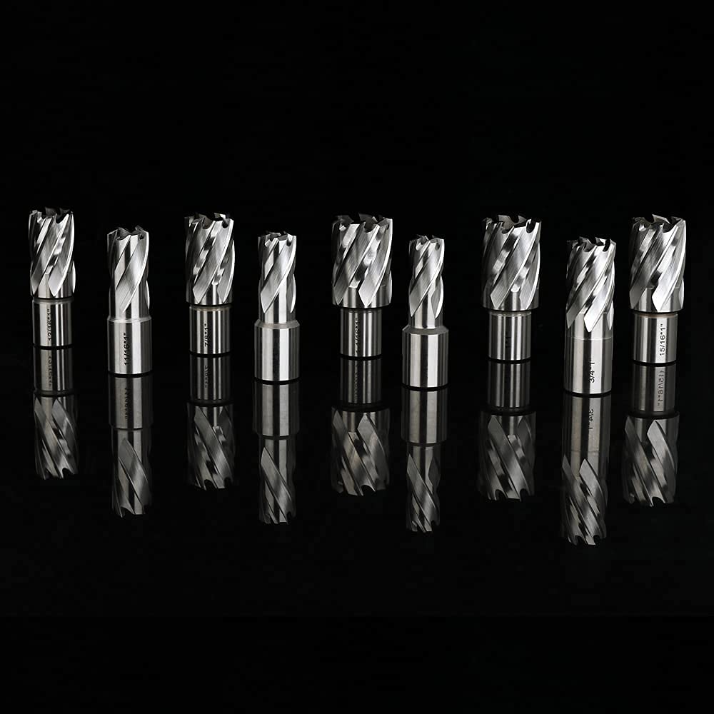 13pcs Annular Cutter Set, 1'' Cutting Depth, 3/4'' Weldon Shank, HSS Mag Drill Bits Kit with 2 pcs Pilot Pin L757