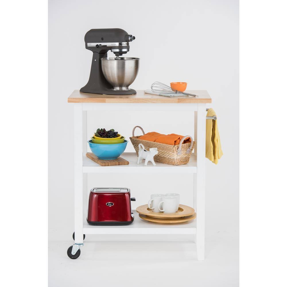 White Wood Kitchen Cart Y7884