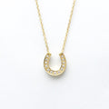 18K Yellow Gold Horseshoe Diamond Pendant Necklace Z160