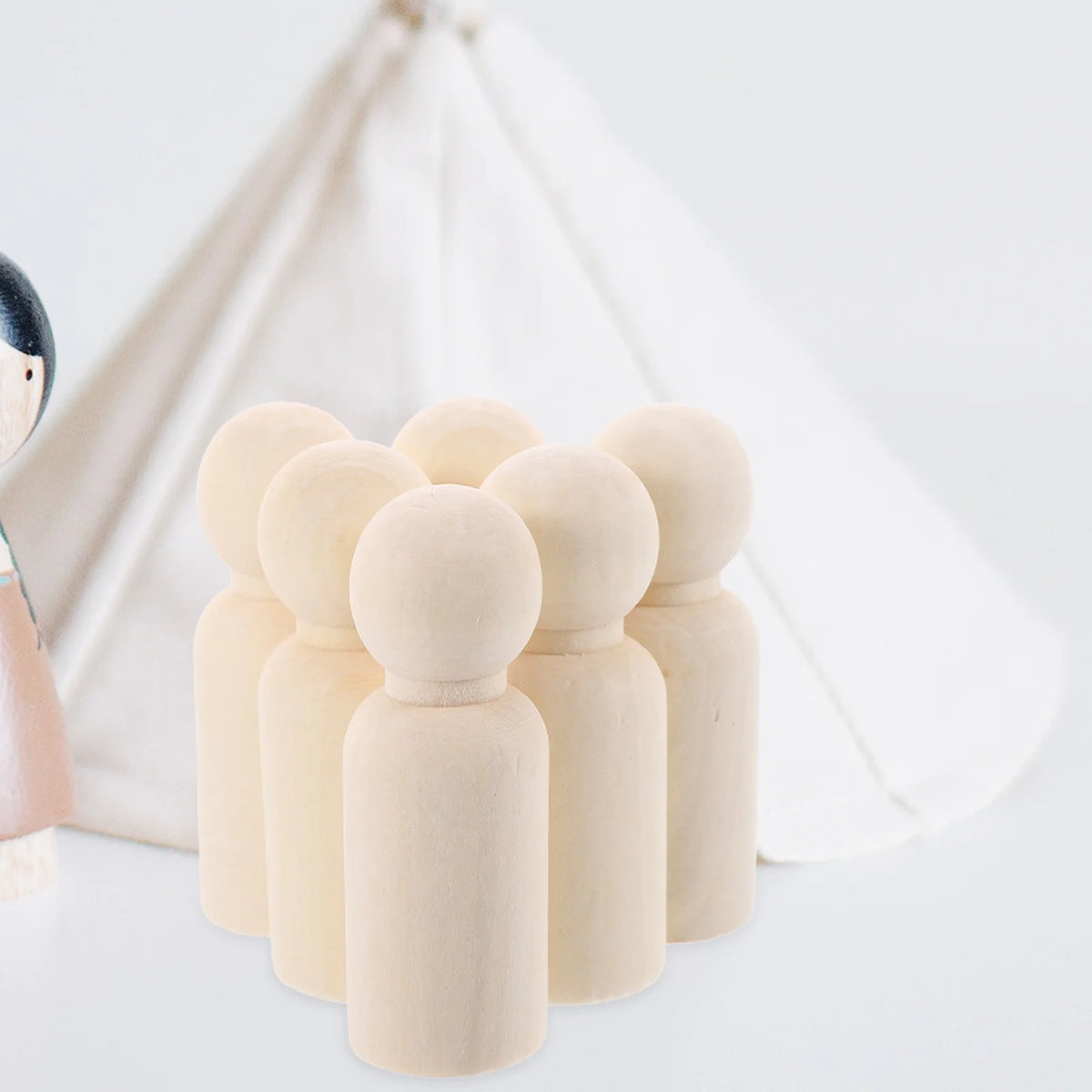 50pcs Unfinished Wooden Peg Dolls U900