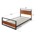 Twin Metal and Wood Platform Bed with Headboard and Footboard A81244