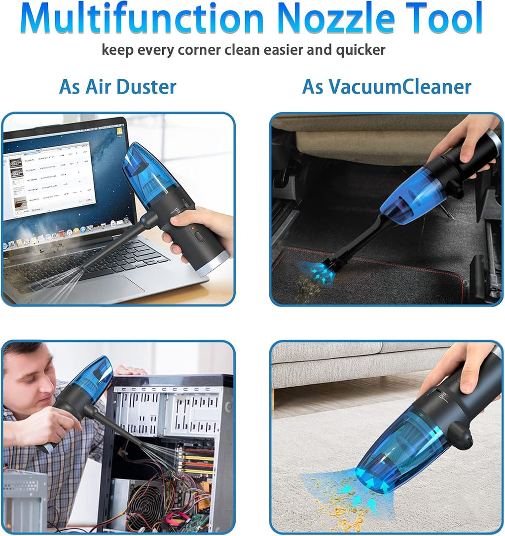 Compressed Air Duster 2-in-1 Vacuum Cleaner, Portable Handheld with 60000RPM Motor B476