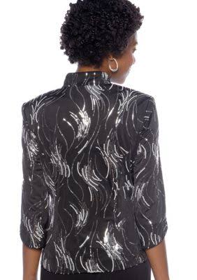 Sequin Mandarin Collar Twinset K840196