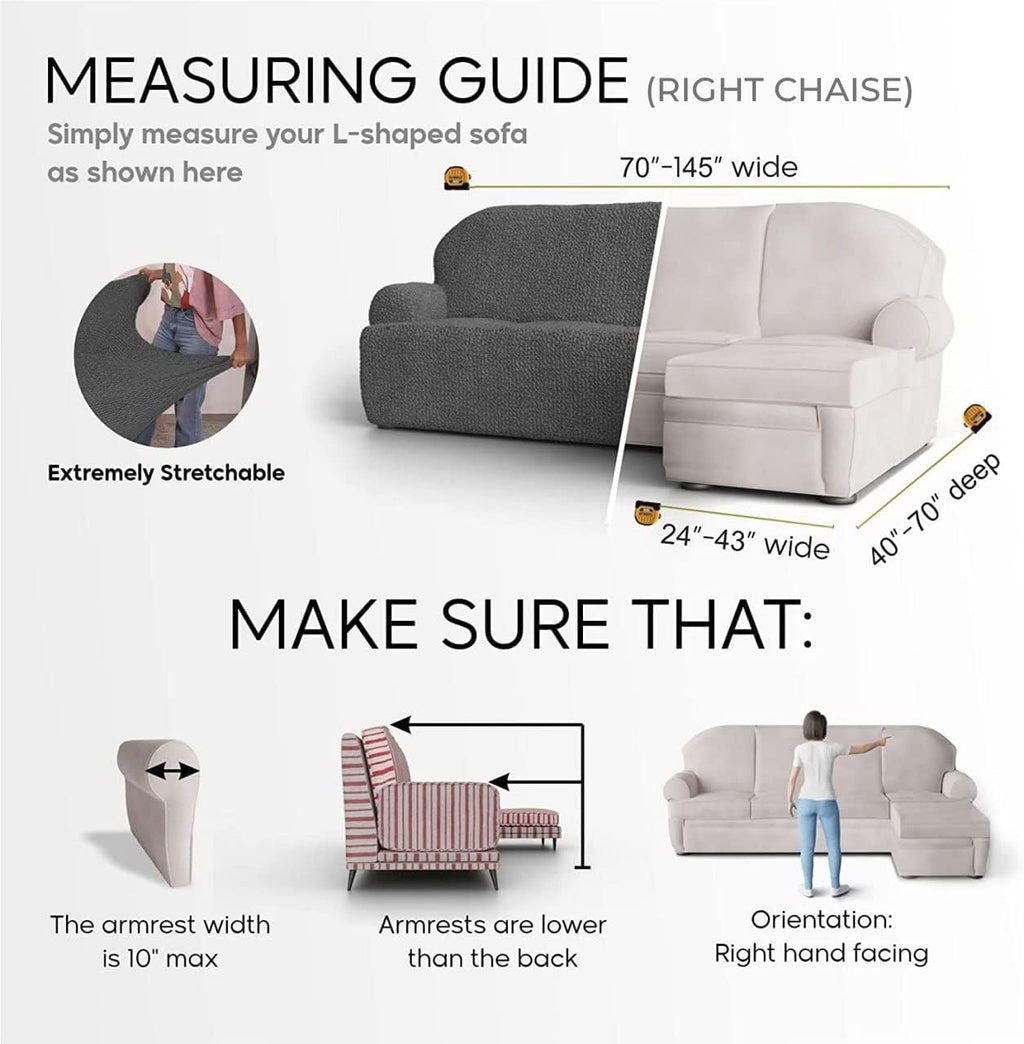 Cream L-Shape Sofa Slipcover C263