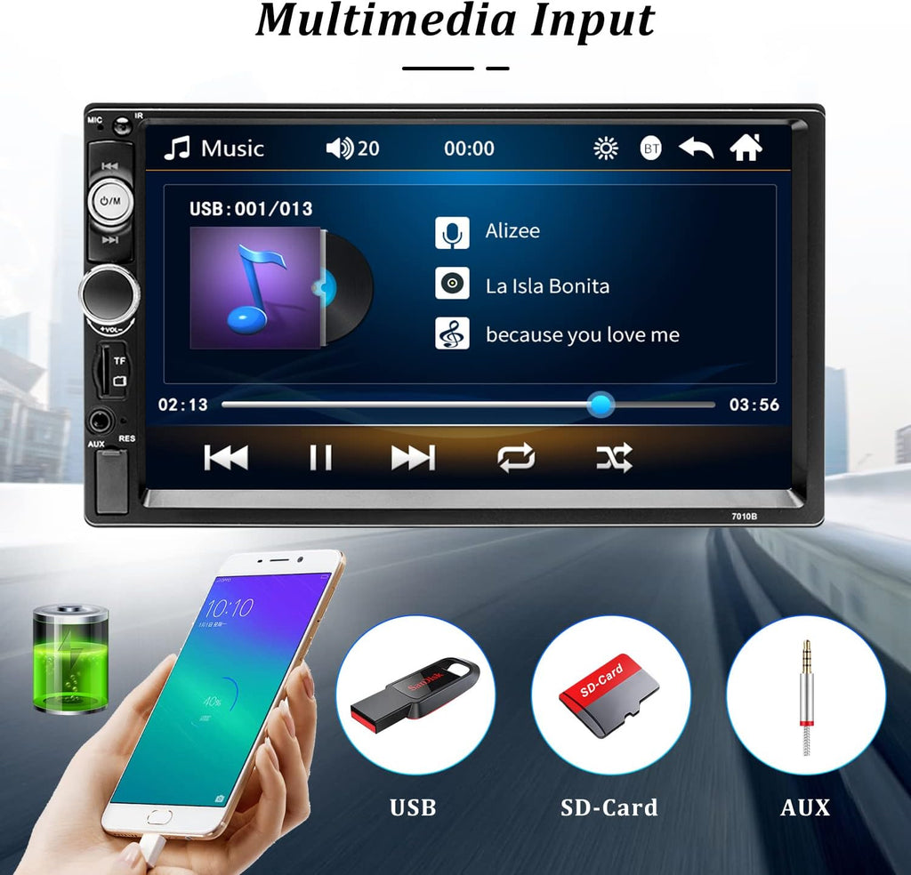 7 Inch Double Din Car Stereo with Bluetooth Touch Screen Car Radio MP5 Player U504419