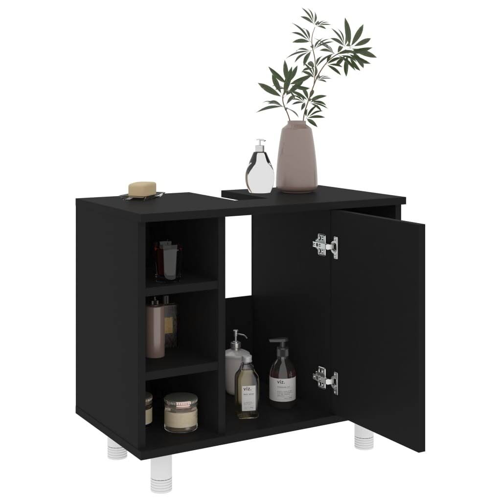 Black Chipboard Bathroom Cabinet H7215