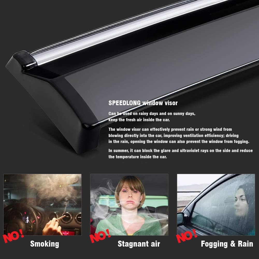 Car Window Visor Vent Shade Deflector Sun/Rain Guards Pack of 2 Q660302