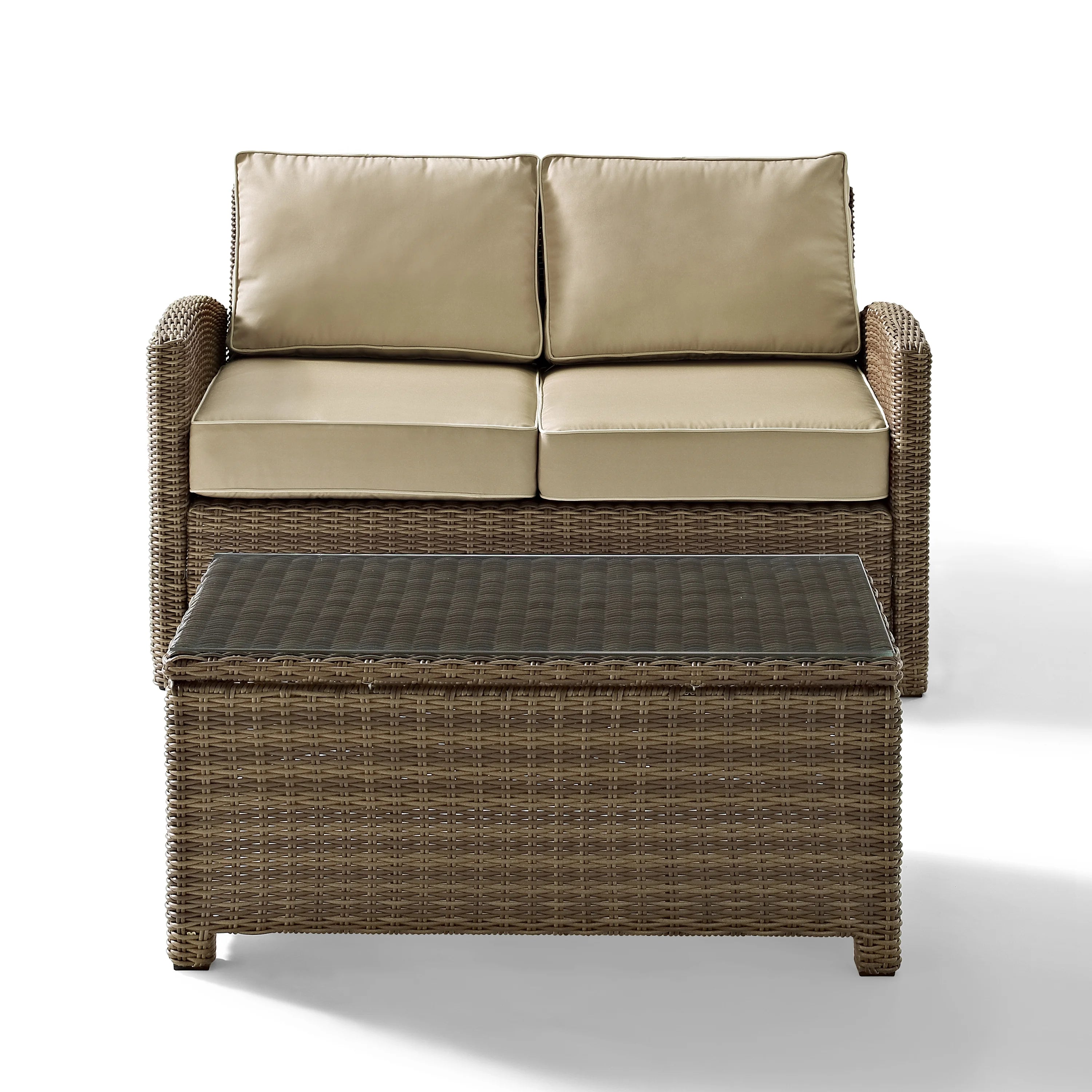 2 Piece Fabric Patio Sofa Set in Brown and Sand R88846