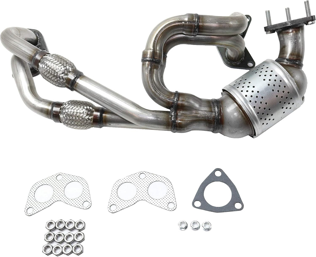 Front Catalytic Converter with 3 Gaskets, 3 Stud Bolts, 9 Nuts H762