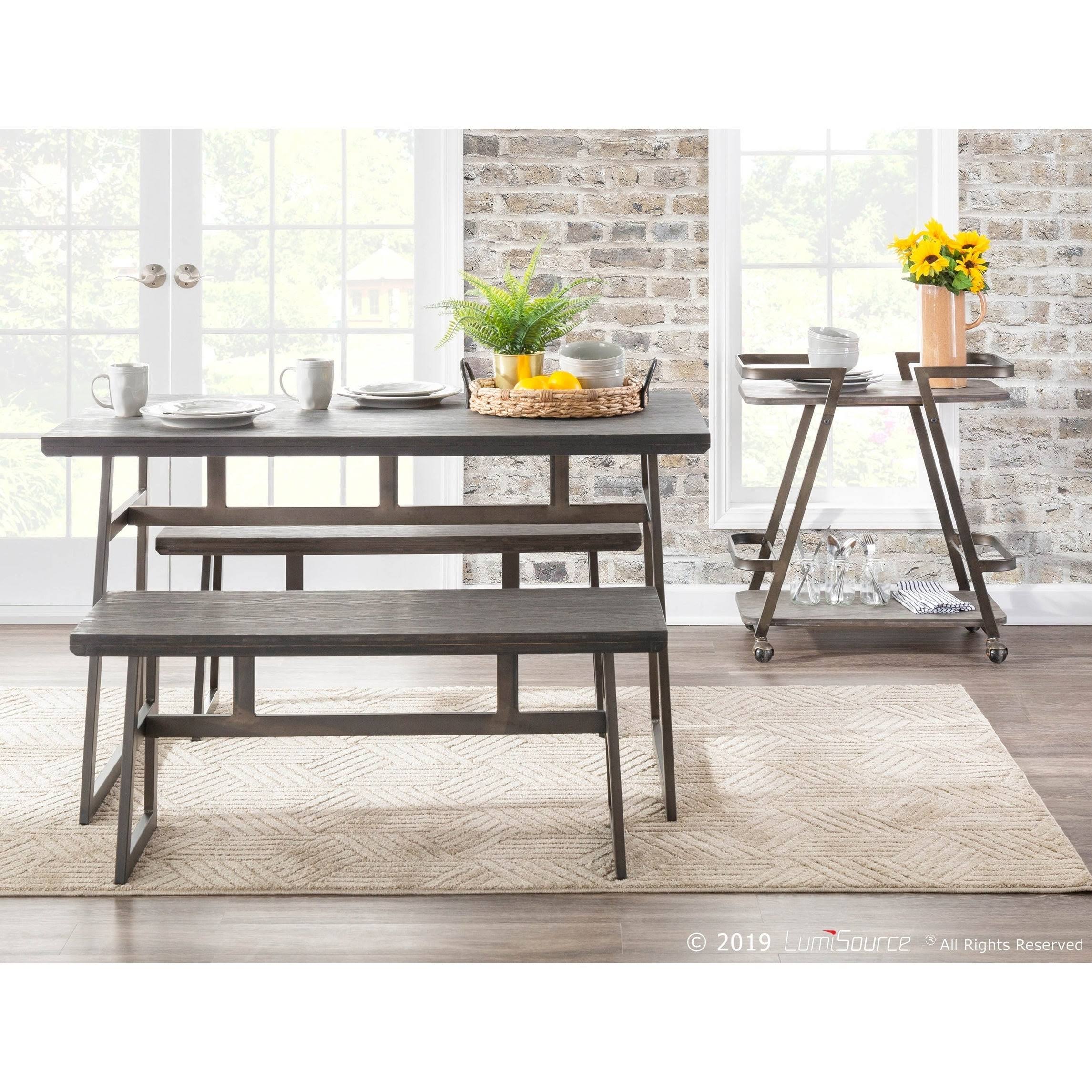 Vintage White Espresso Industrial Dining Table K29395