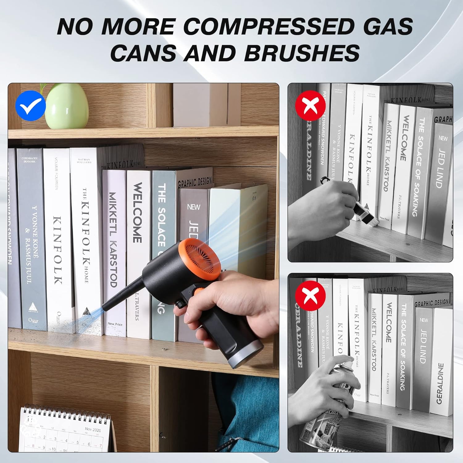 Cordless Air Blower Replaces Compressed Gas Cans, 41000 RPM, 6000mAh Rechargeable Battery W753855