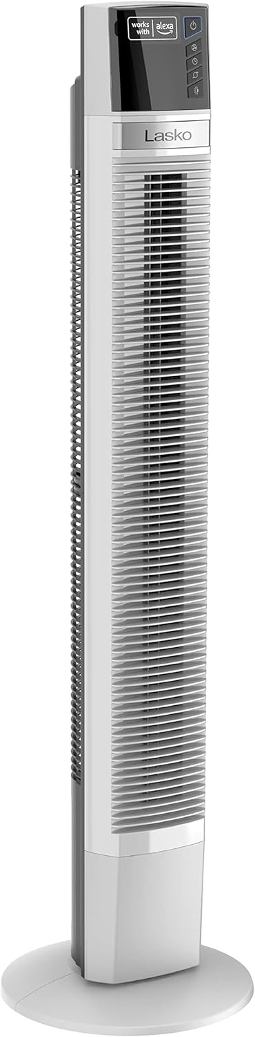 White 48” Oscillating 4-Speed Tower Fan with Timer C191426