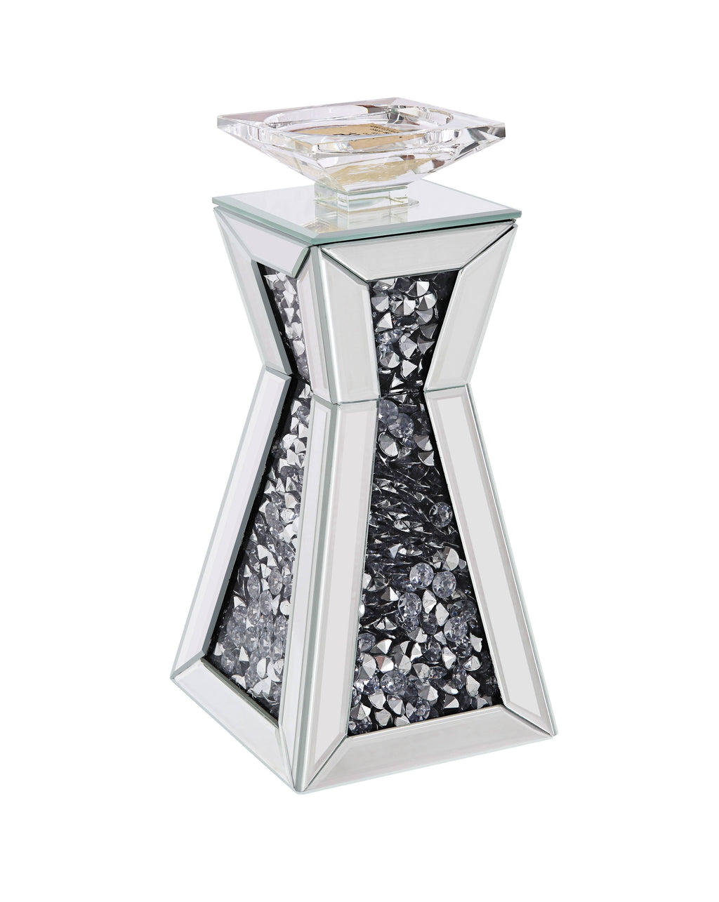 Clear Glass and Wood Candle Holder, Set of Two X17261
