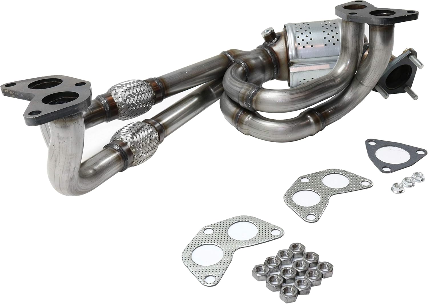 Front Catalytic Converter with 3 Gaskets, 3 Stud Bolts, 9 Nuts H762