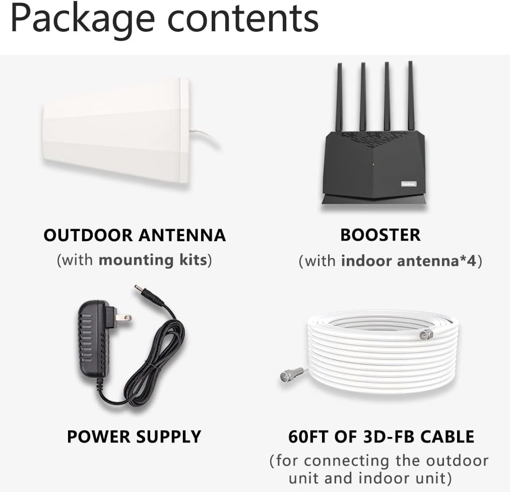 Cell Phone Signal Booster Kit, Up to 5,000 sq ft, 2G/3G/4G/5G LTE D378