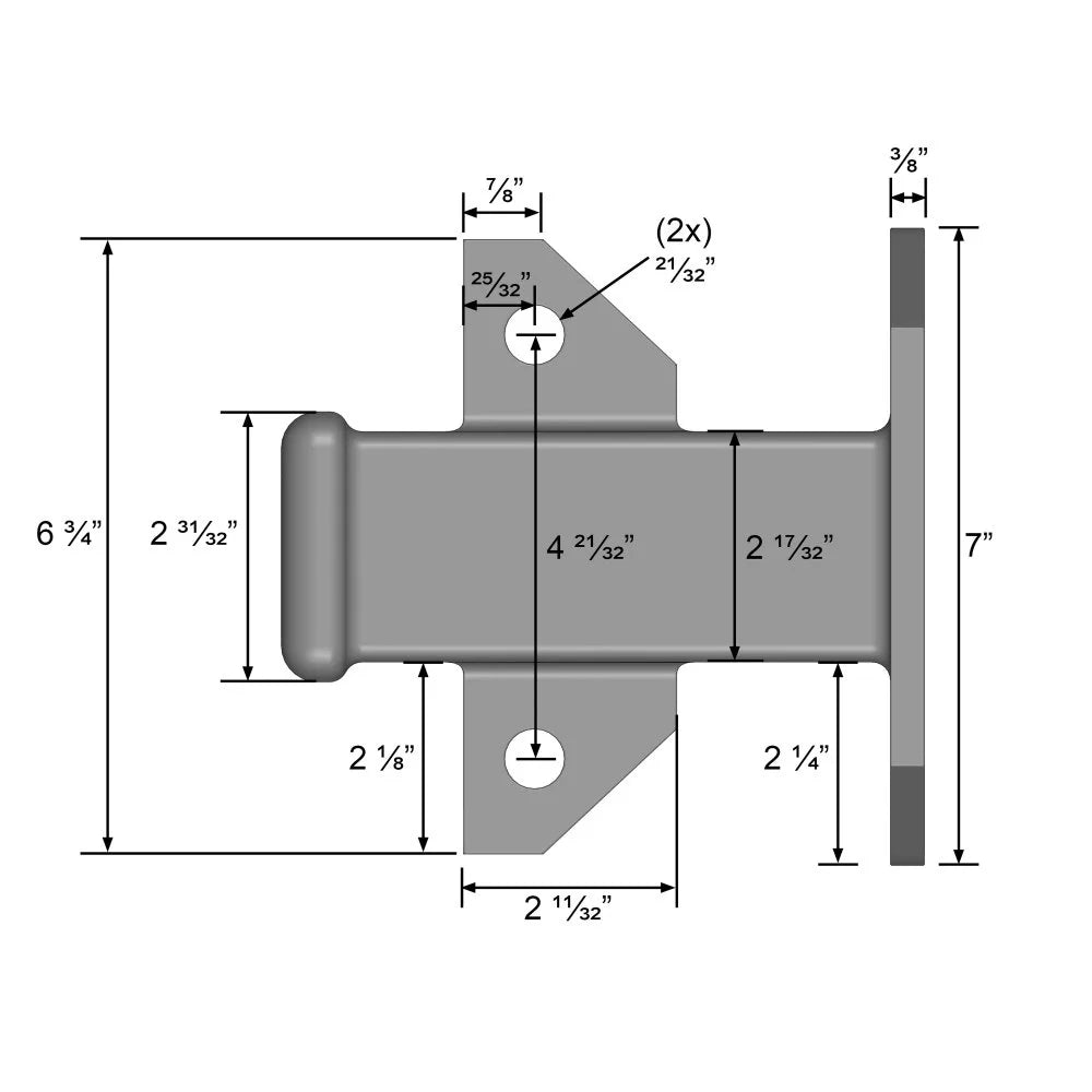 Bolt-On Receiver Tube - 2", Black T62984
