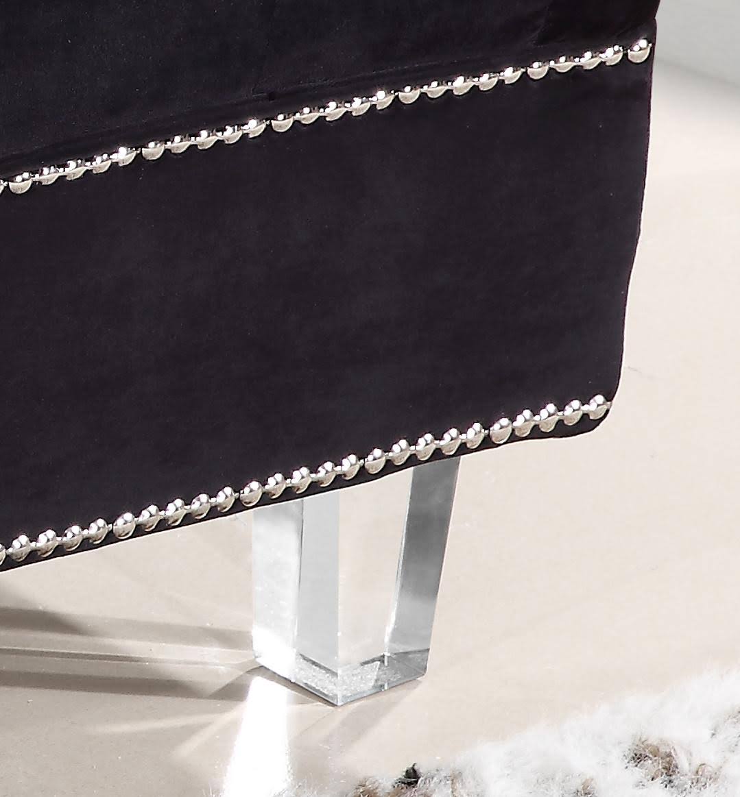 Black Velvet Ottoman B43060