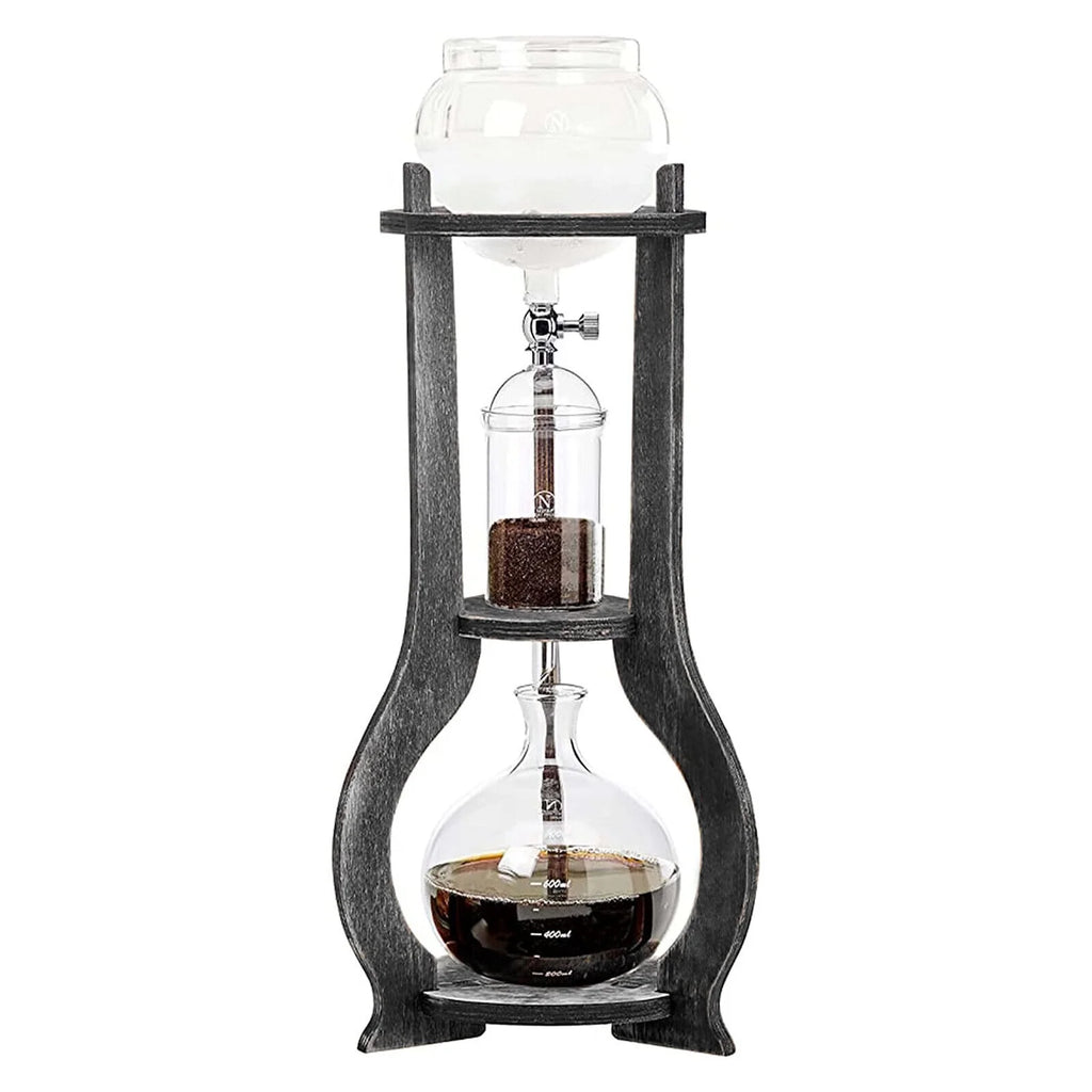 600ml Retro Manual Coffee Dripper Cold Brew Drip Tower Coffee Maker 6-8 Cup Gray W975