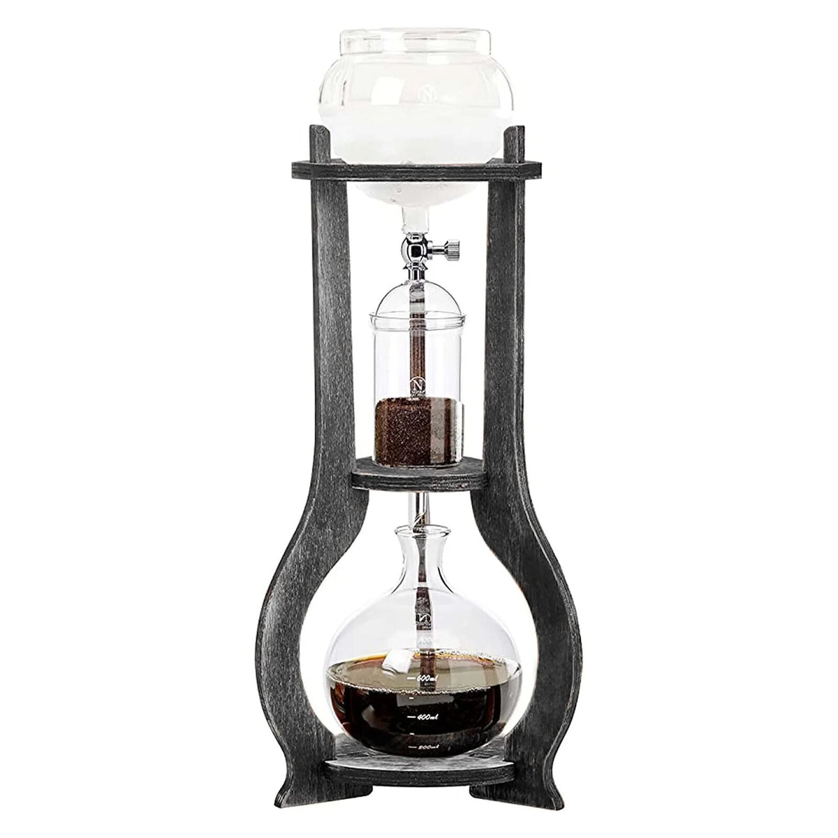 600ml Retro Manual Coffee Dripper Cold Brew Drip Tower Coffee Maker 6-8 Cup Gray W975