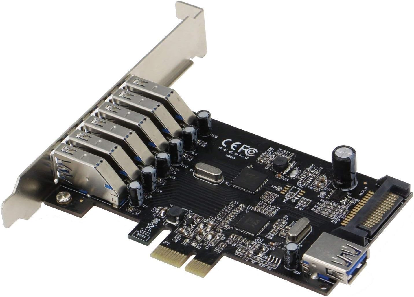 PCIE 7 Port USB 3.1 Gen I Adapter Card with Low Profile Bracket Pack of 2 J129851
