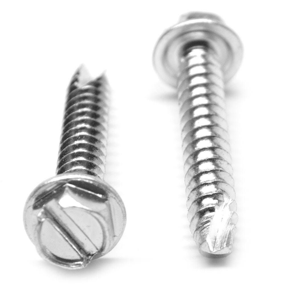 10-16 x 5/8 Thread Cutting Screw Slotted Hex Washer Head Type 25 Low Carbon Steel Zinc Plated K57634