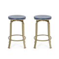 Blue / Gold Swiveling Counter Stool Set of 2 Z66224