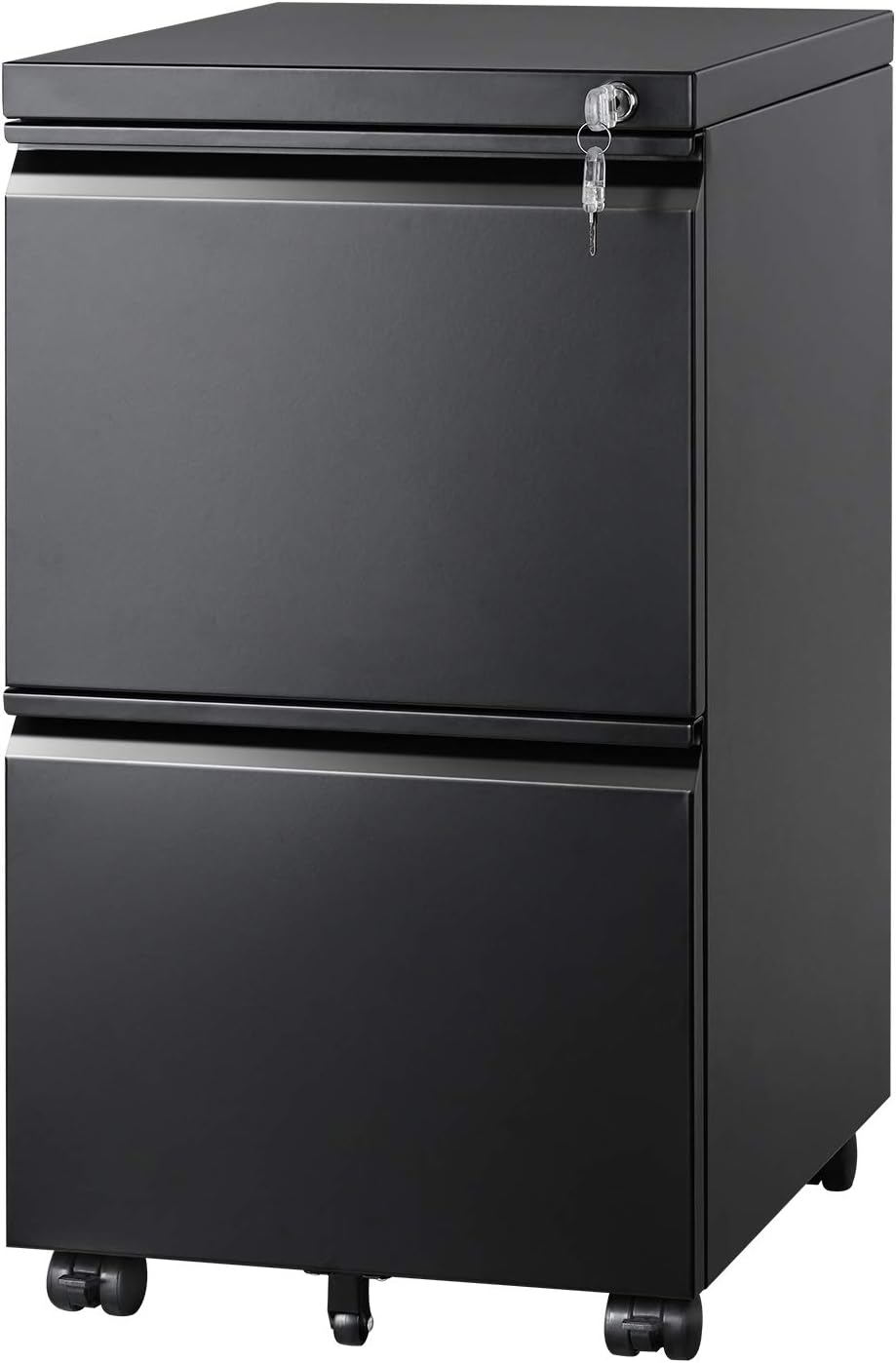 White 2-Drawer Mobile File Cabinet with Lock Q62664