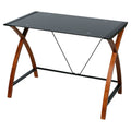 Black Glass and Wood Computer Desk A821133