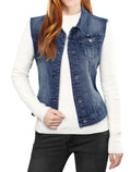 Dark Blue Denim Sleeveless Vest Jacket XL J805
