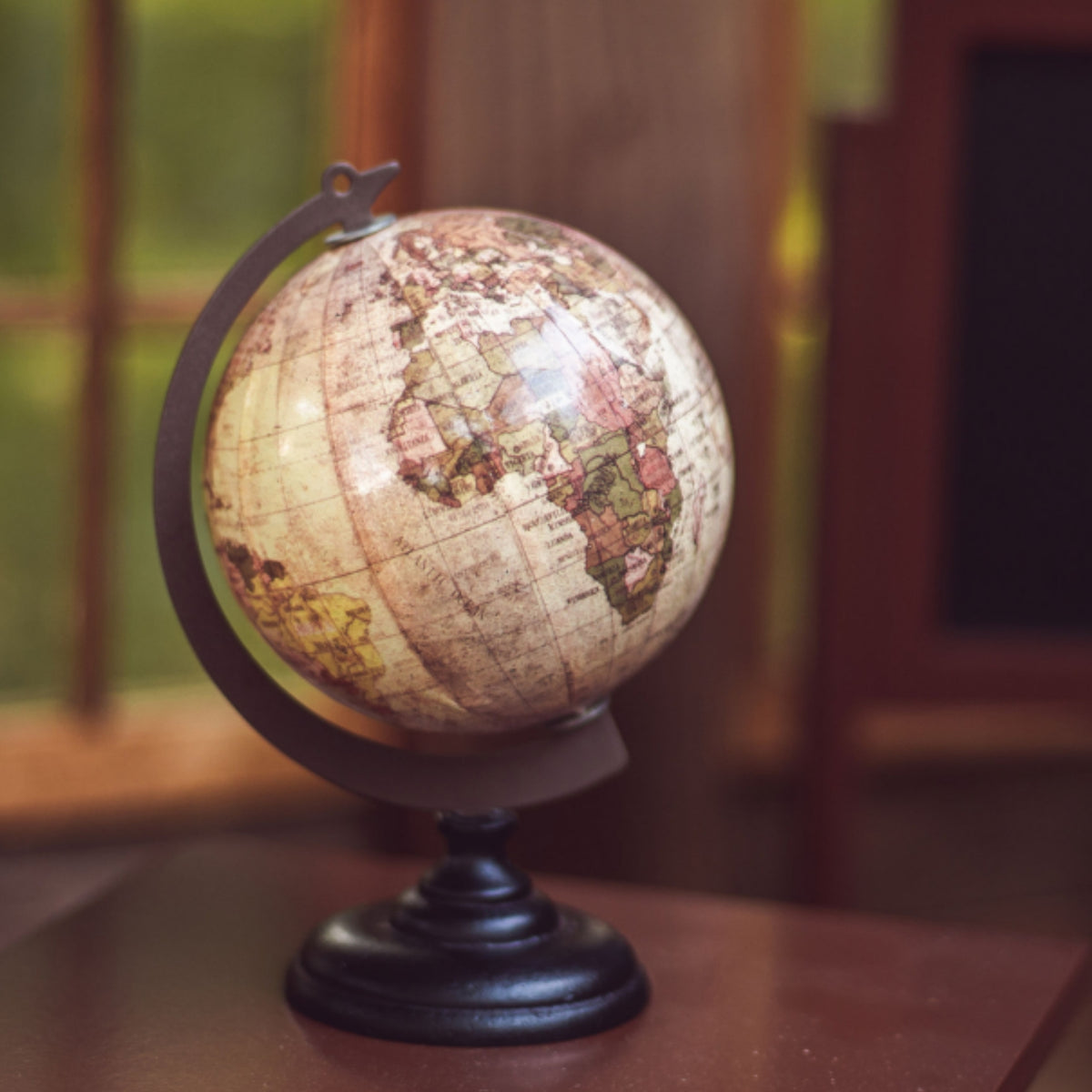 18 inch Wooden Doll School Teachers Desk with Globe and Chalkboard I40973