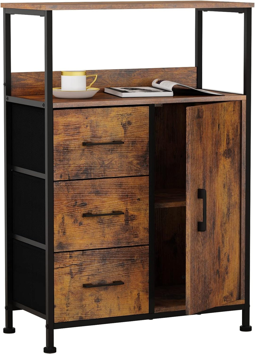 Storage Cabinet with 3 Drawers and Door Wood O49590