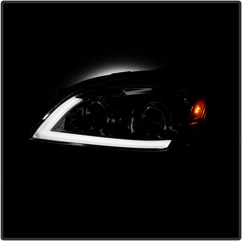 Chrome LED Tube Projector Headlights Pair Set E789