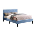 Blue Fabric Button Tufted Full Platform Bed Z670