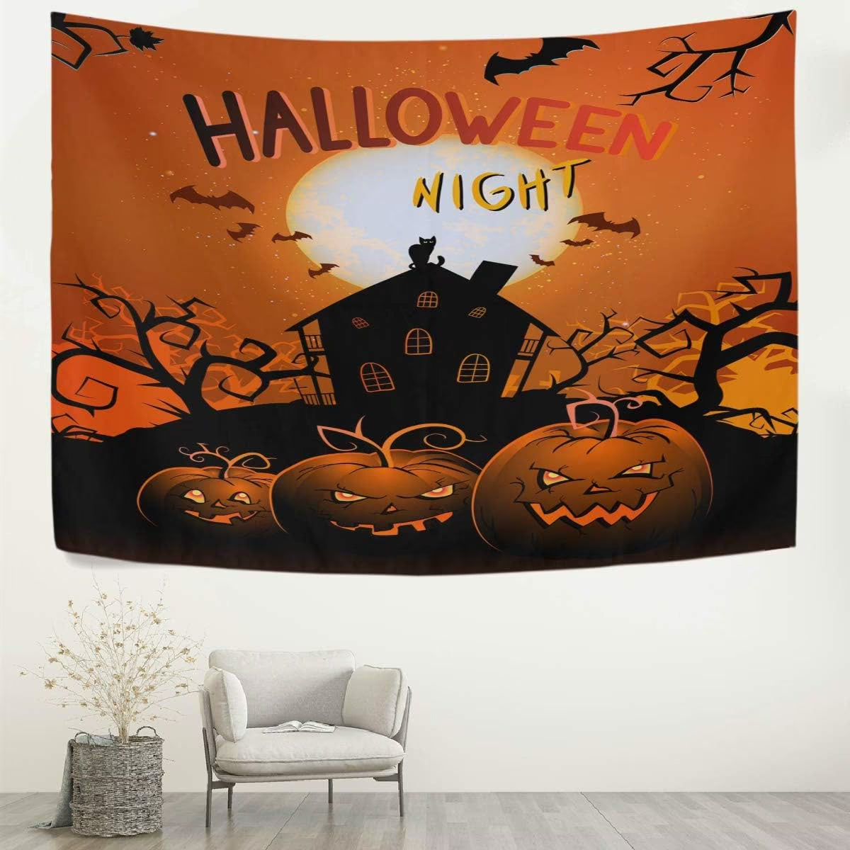 Rainbow Dogs Paw Footprints Black Tapestry Wall Hanging 60"x51" Q334377