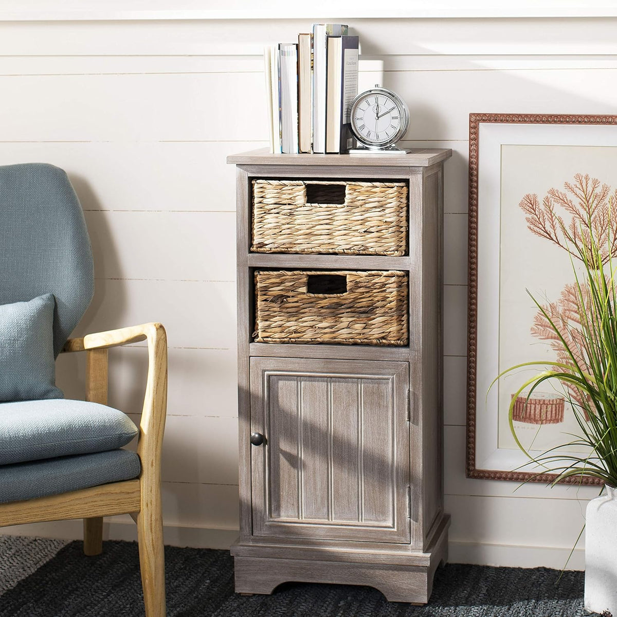 Distressed Black Cabinet Q9308