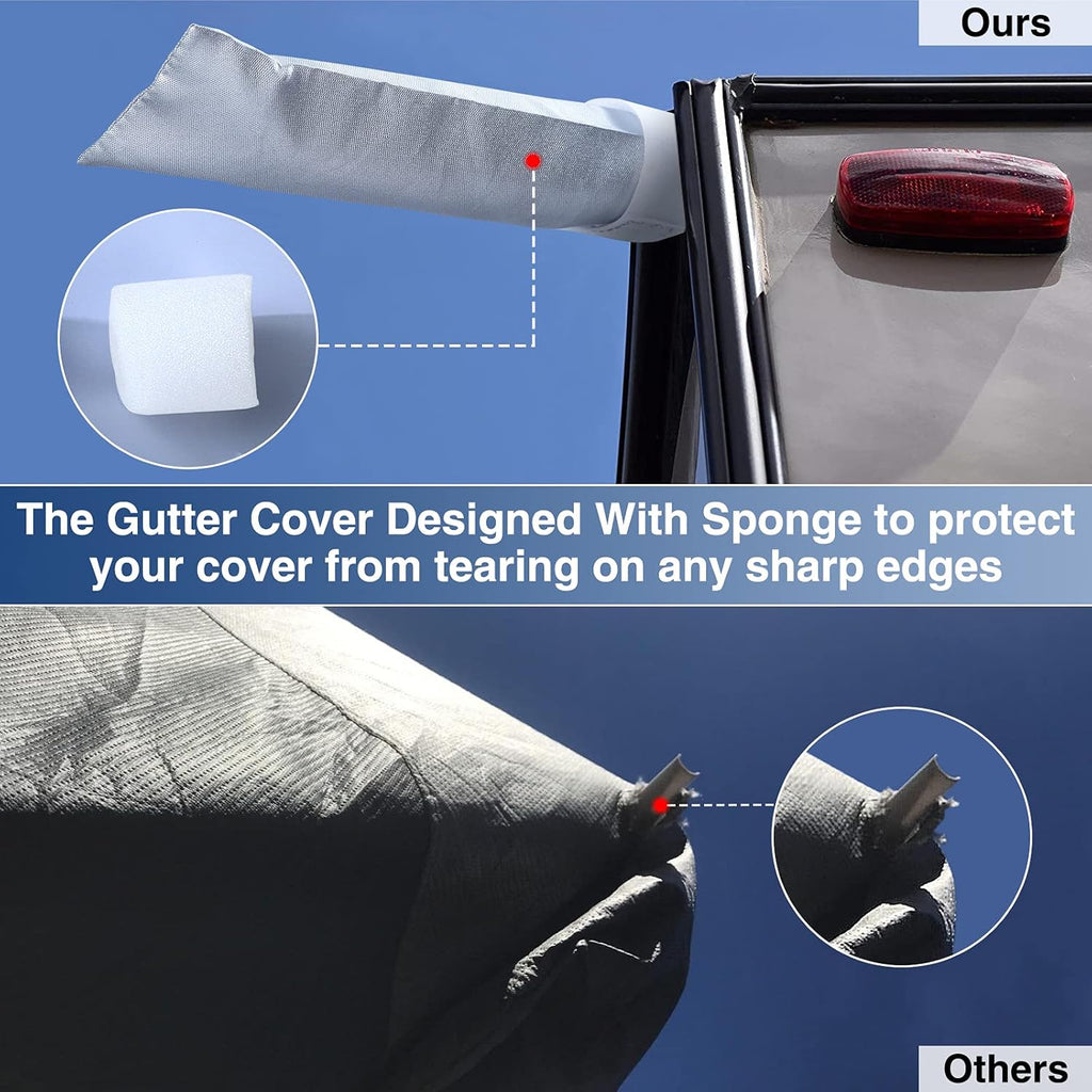 Upgraded Waterproof 500D Travel Trailer Cover with 4 Tire Covers, Tongue Jack Cover D9820