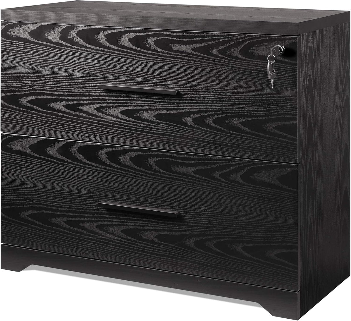 2-Drawer Wood Lateral File Cabinet with Lock, Black L181