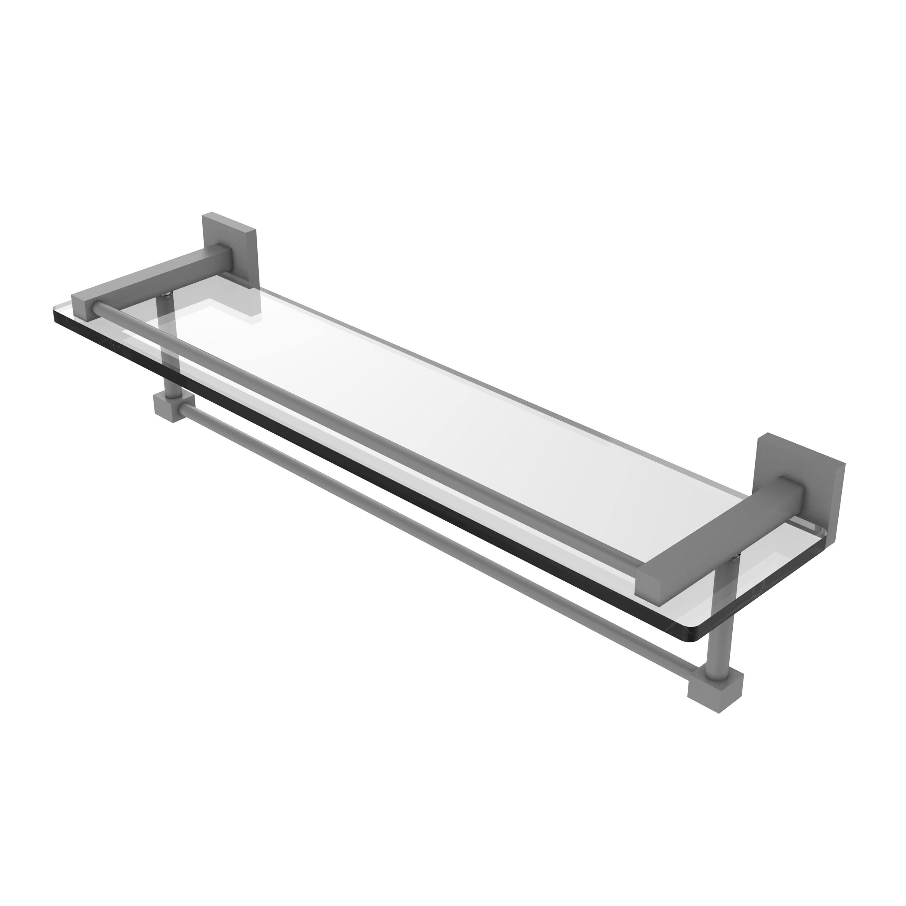 22 in. Gallery Glass Shelf with Towel Bar Matte Gray E409991